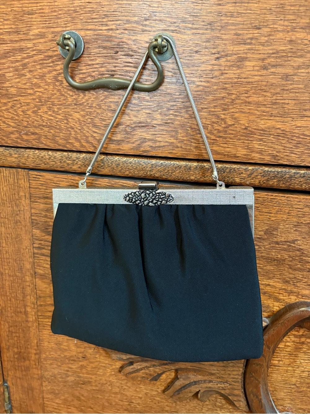 1950s Vintage Ande Classic Black Evening Clutch Handbag